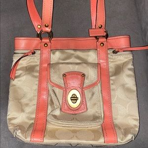 Coach pink and cream shoulder bag
